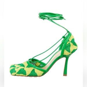 Bottega Veneta Stretch Printed Slingback Pumps – Green | New